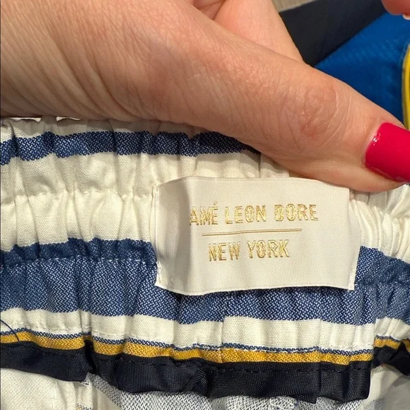 Aime Leon Dore Blue and Yellow Striped Swim Trunks - Picture 7 of 9